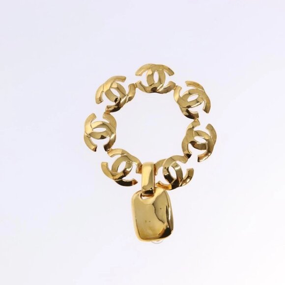 CHANEL COCO Mark Earring Metal Gold CC Auth 135951V - Picture 3 of 10